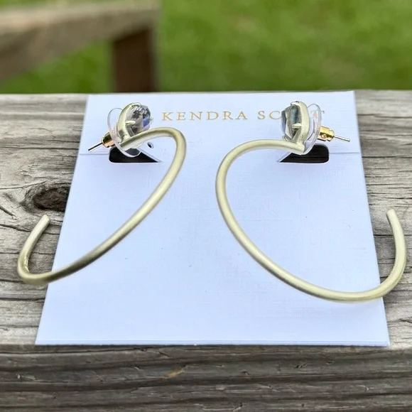 NWOT Kendra Scott Pepper Abalone Hoop Earrings Gold tone - Picture 5 of 5